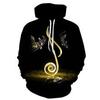 2025 Europe and the United States cross-border new products music note 3d digital printing loose casual hoodie sweater jacket