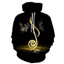 2025 Europe and the United States cross-border new products music note 3d digital printing loose casual hoodie sweater jacket