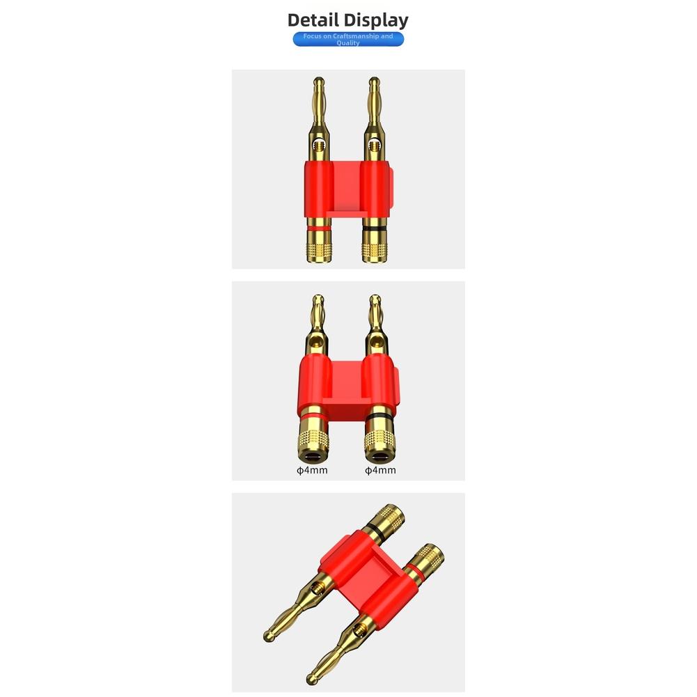 1pc 4mm Dual Row Lantern Banana Connector With 4mm Jack Red Black Screw Mount Gold For Electrical Connections