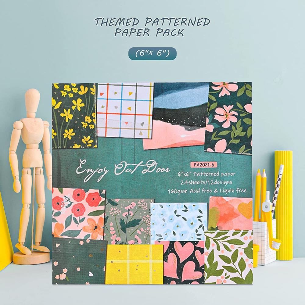 

Single-Sided Scrapbook Paper, 6 ×6 Scrapbooking Papers Cardstock Patterned Paper Pack, 160Gsm Multi-Colored Scrapbook