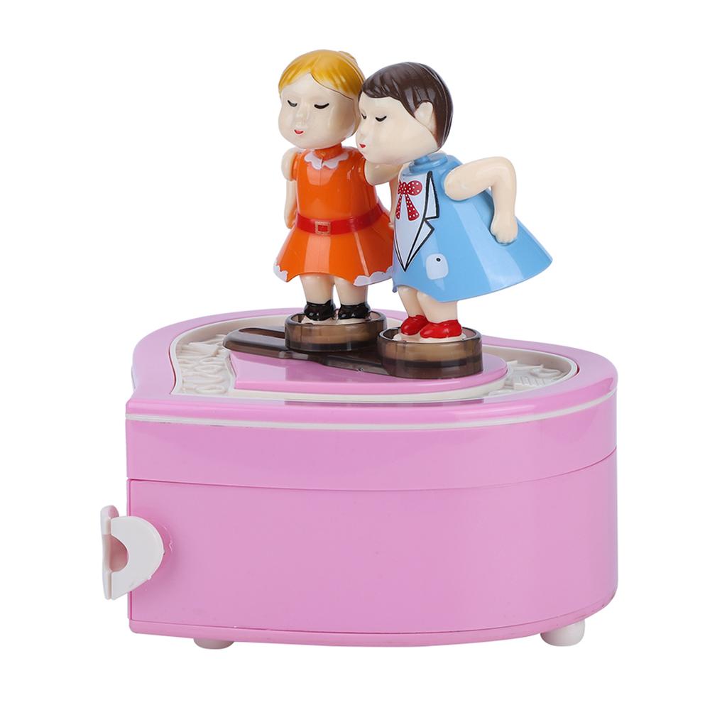 Cute Lovely Kissing Lovers Music Box Musical Jewelry Box Birthday Gift Home Table DecorationPink