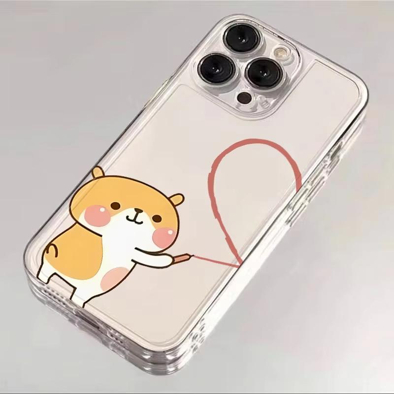 Funny Cartoon Animal Bear Couple Phone Case For iPhone 17 Pro Max 16 15 Pro 14 13 Mini 12 11 17Air 16 Plus Clear Bumper Cover
