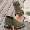 Damen Stiefeletten mit runder Zehenpartie in Überweite, Martin Boots mit Blockabsatz und Reißverschluss an der Seite, Herbst Winter Kurzstiefel für Damen
