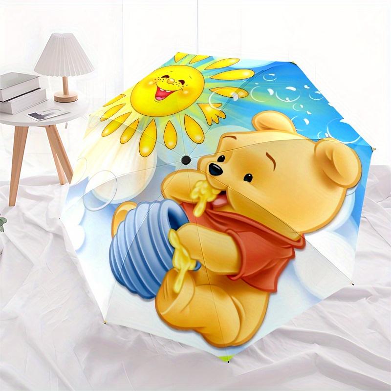 

Sun,Honey Pot,Winnie the Pooh Theme Automatic Compact Folding Cute Umbrella - Portable and Durable, 8-Bone Iron Umbrella for All Weather0707