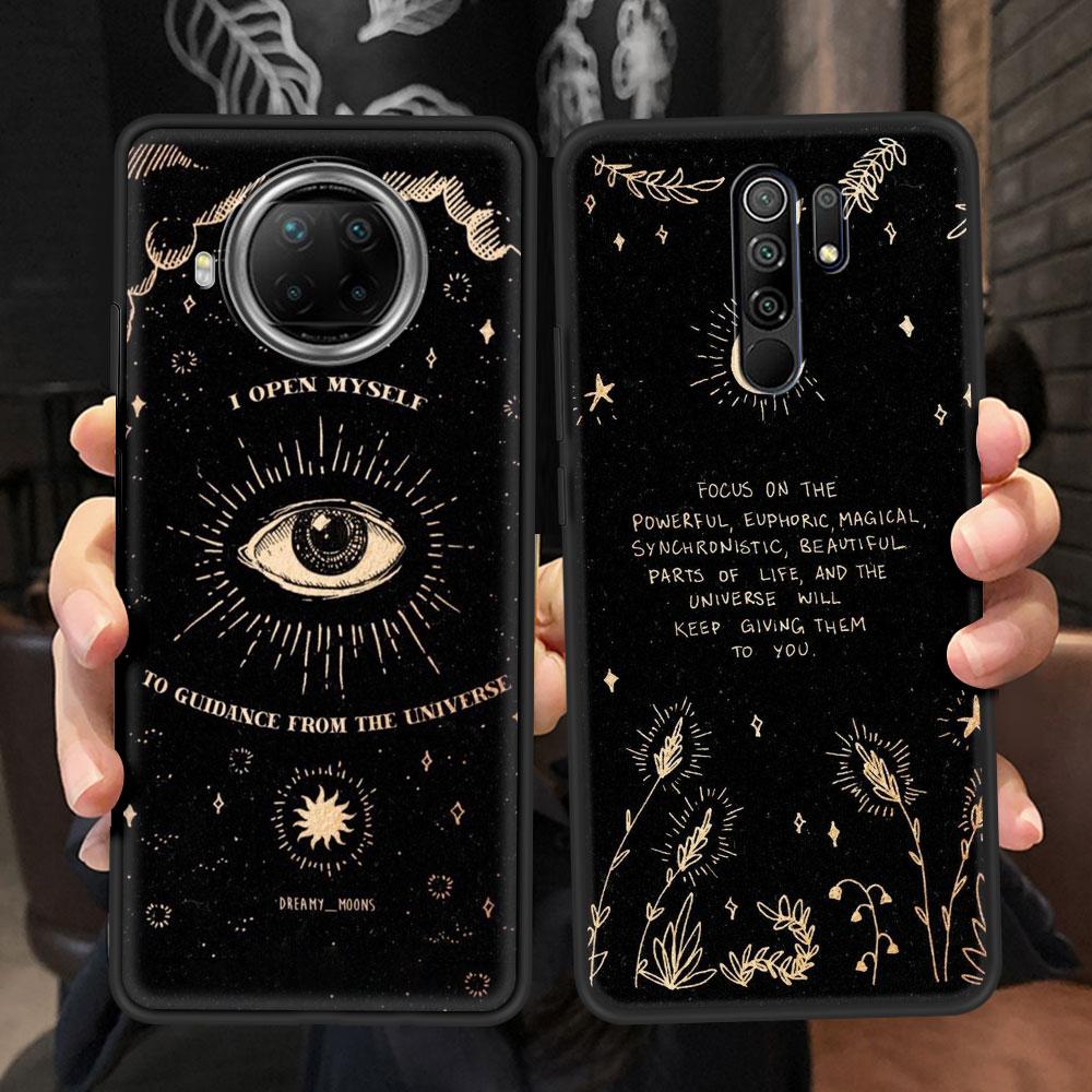 Fall für Xiaomi Redmi Hinweis 9S 9 8 Pro 7 8T 10 9C 9A 7A K40 Weiche Zurück luxus Design Telefon Abdeckung 8A 6A Coque Death Tarot Katze