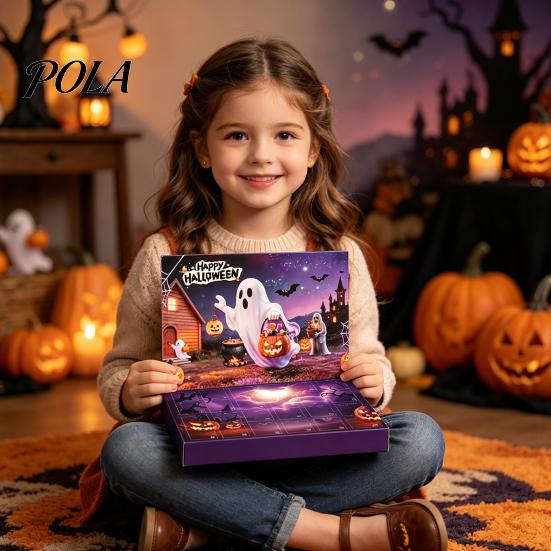 Halloween Countdown Box Adventskalender 2026, 24 Tage mit Figuren, Grusliges Feiertagsgeschenk für Kinder, Partydeko & Tägliche lustige Überraschung