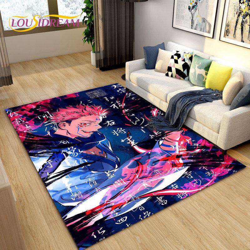 Jujutsu Kaisen Anime Cartoon Area Rug,Carpets Rug for Living Room Bedroom Sofa Doormat Decoration,Kids Play Non-slip Floor Mat