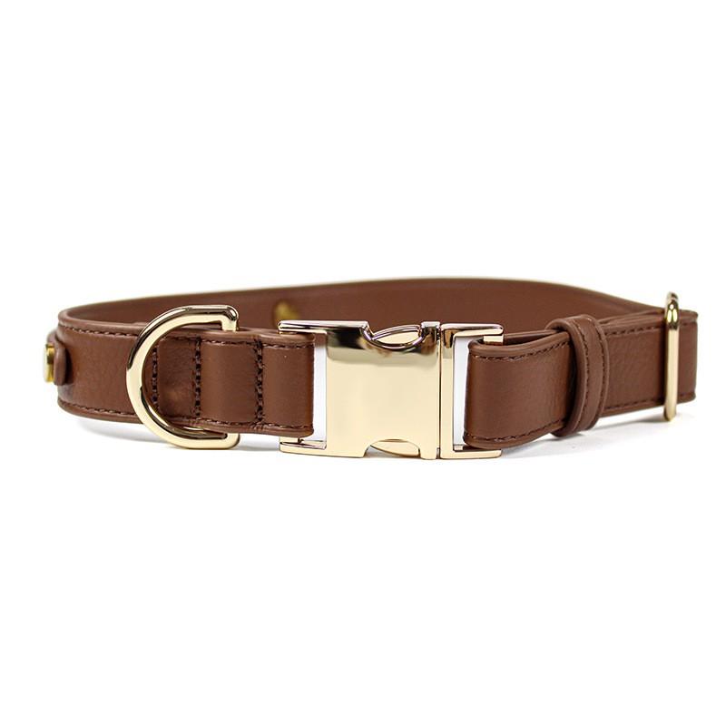 Genuine Leather Dog Collar Quick Release Buckle Small Medium Large Dogs Outdoor Use