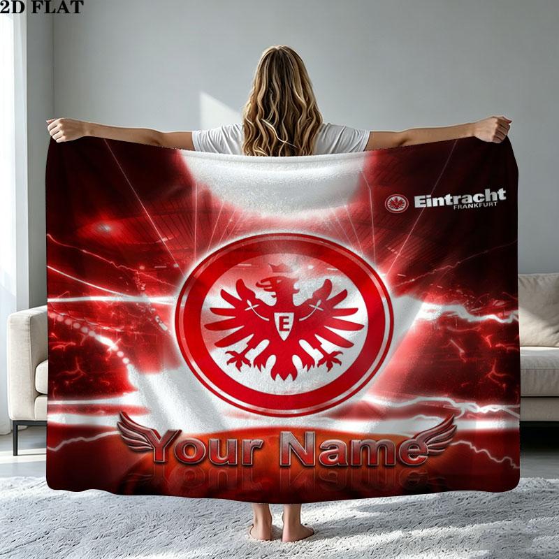 1PC Eintracht Frankfurt Custom Name Patterned Flannel Blanket Suitable For All Seasons for Home Decor Warmth and Comfort Gifts Holiday Present