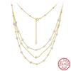 ORSA JEWELS Multi-Layer Natural Pearls Necklace 925 Sterling Silver Trendy Layered Pearl Choker Chain for Women Jewelry GPN89