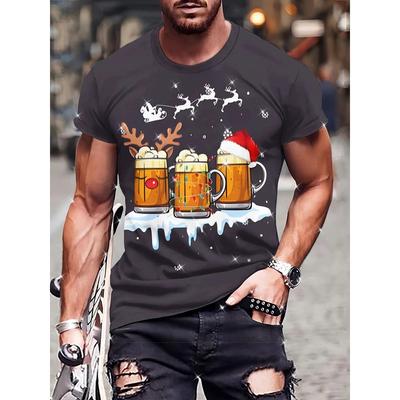Χριστούγεννα 2026 3D Εκτυπωμένο T-Shirt Γελοιογραφικό Γραφικό T-Shirt Για Άνδρες Τάρανδος Καρφίτσα Γραφικό T-Shirt Δώρα Υπερμεγέθης Μπλούζα