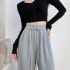 2023 Autumn/Winter Gray High-Waist Wide-Leg Casual Sweatpants for Women