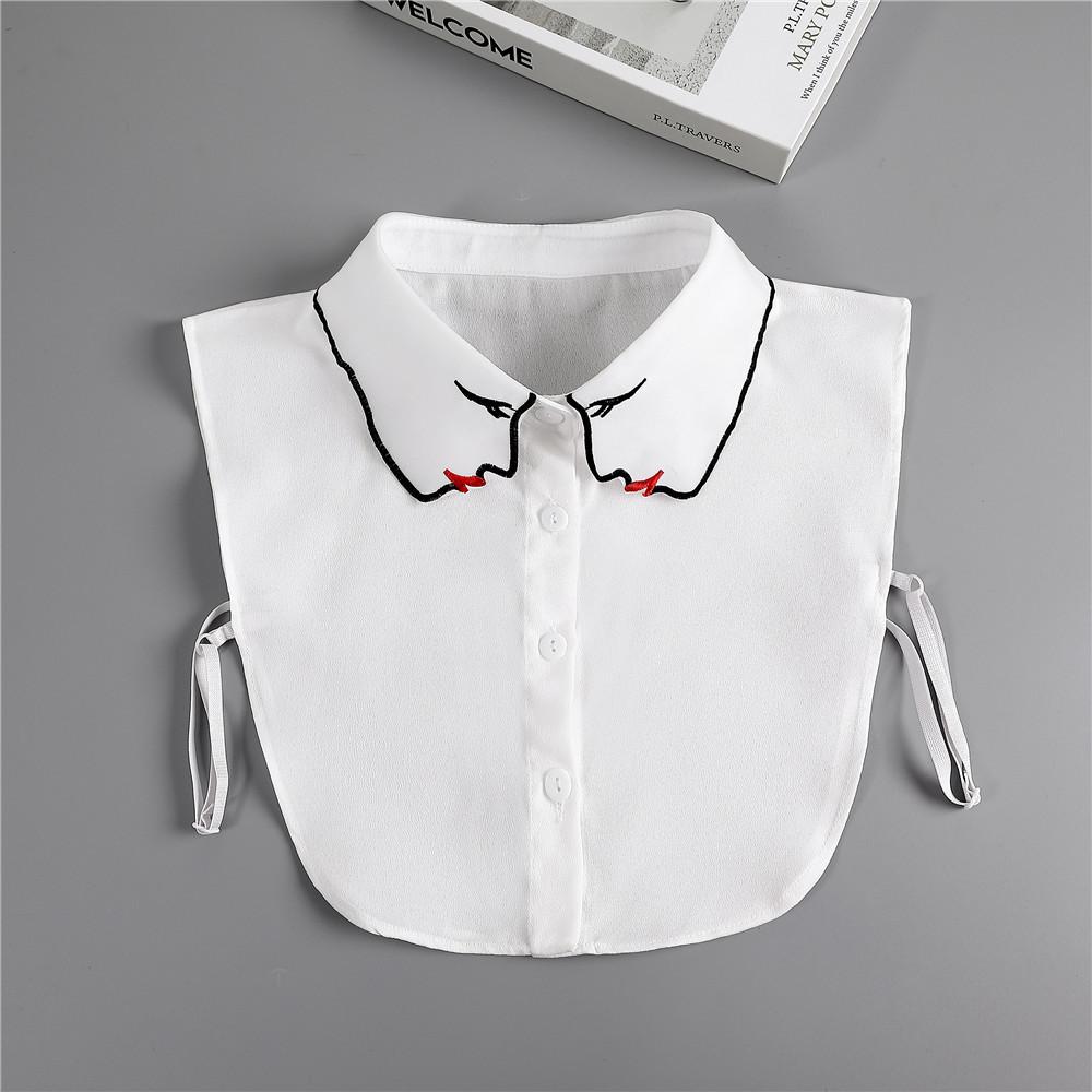 New Ruffle Detachable Collars For Women Tie Vintage White Black Fake Collar Lady Lace False Collar Shirt Lapel Blouse Top Women