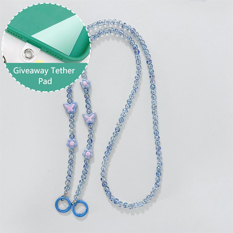 Crossbody Long  Beaded Mobile Phone Hanging Chain Phone Case Lanyard Anti-Loss Rope With Clip Bag Pendants For Iphone