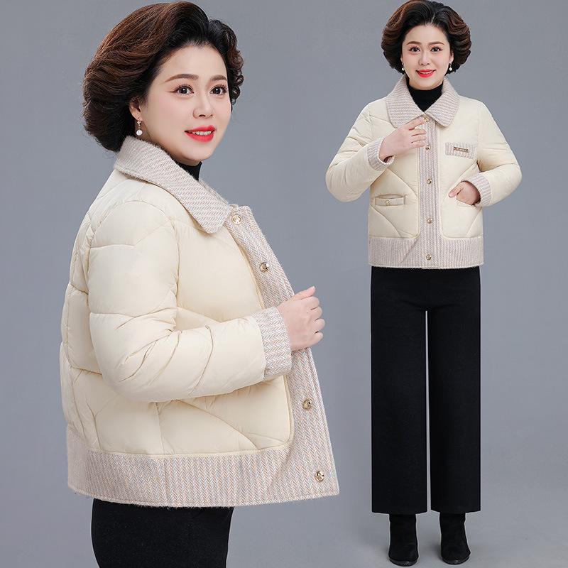

2025 Stylish Winter Lapel Jacket for Middle-Aged & Elderly Women - Short, Warm Cotton Outerwear L (Recommended for under 110 jin)