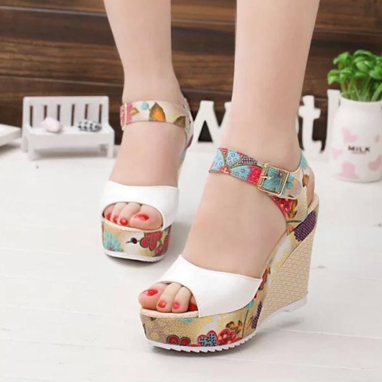 Sandalias de cuña con estampado floral comprar a buen precio — entrega  gratuita, reseñas reales con fotos — Joom