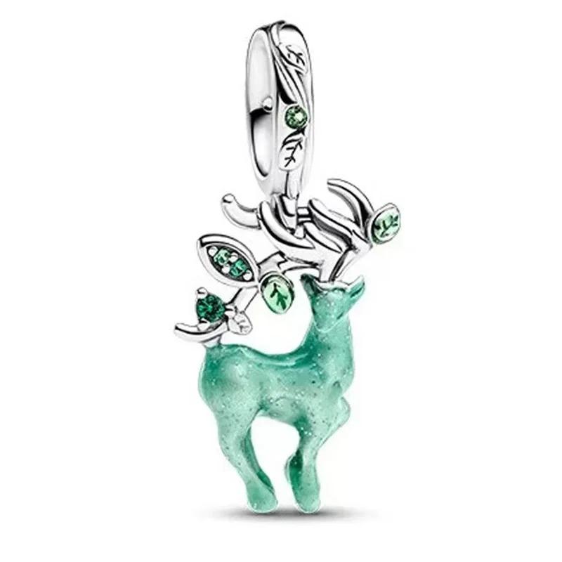 925 Silver Christmas Charm Santa Claus Reindeer Snowflake Bead for DIY Bracelet Jewelry Gift