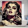 Vintage Retro Style Art Shower Curtain Perfect for Bathroom Decoration with Elegant Woman Design In Red Black Colors