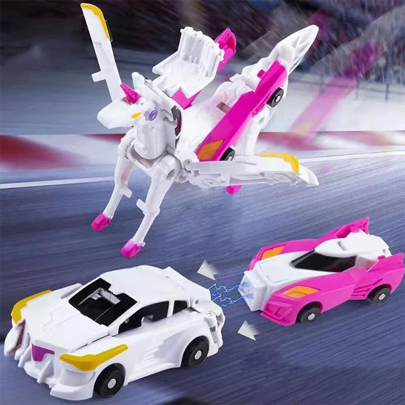 2 in 1 Transformation Car Model Deformed Unicorn Model Cartoon Action Figure Vehicle Transforming Toy Boy Kid Gift Christmas