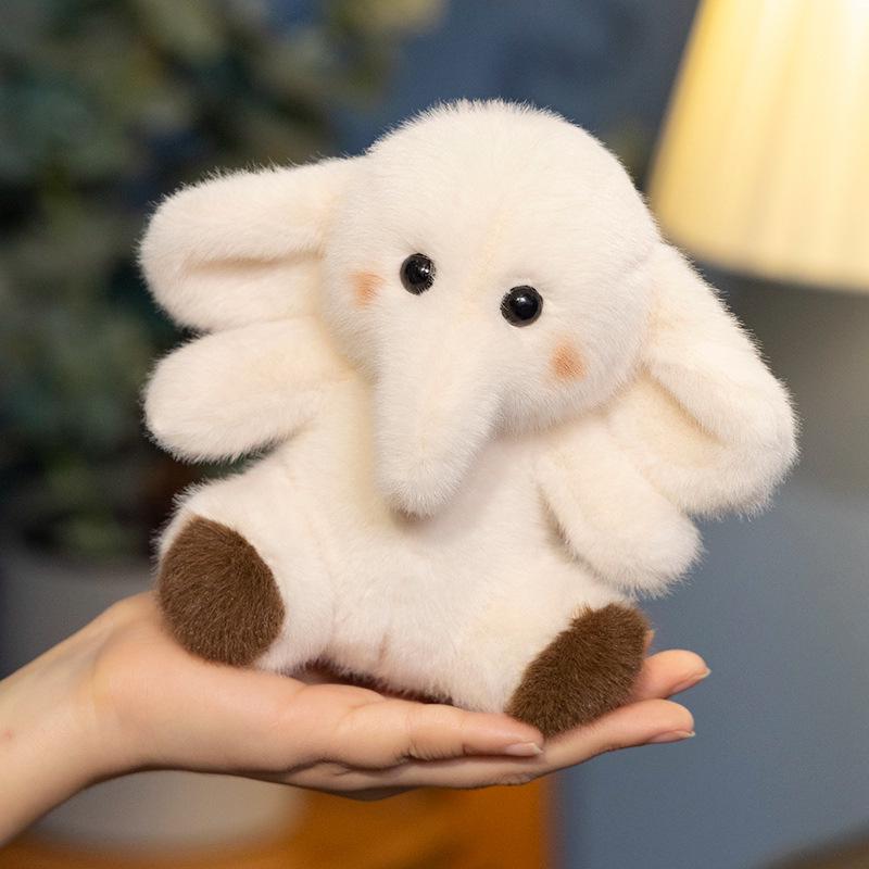 Cream Elephant Plush Doll In Cute Sitting Posture