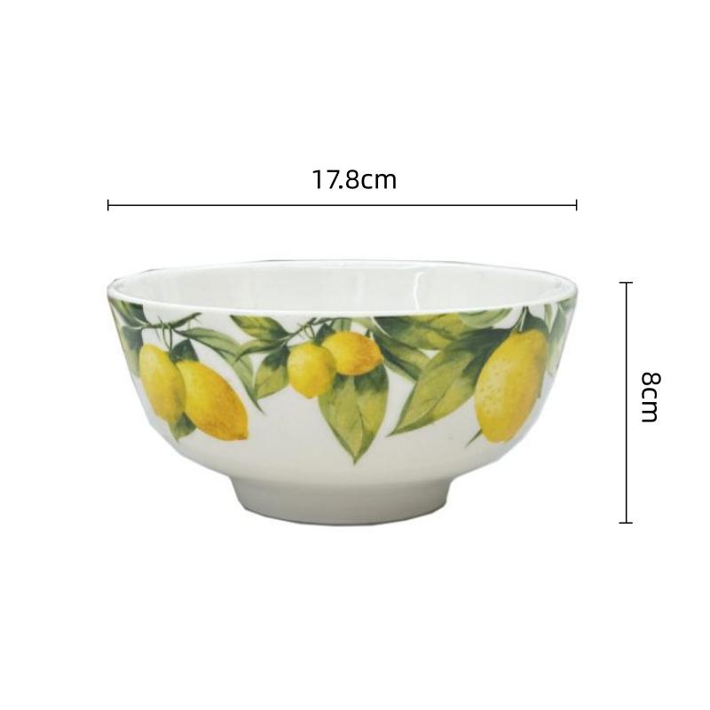 Lemon Pattern Porcelain Plate Ceramic Bowl Hand-painted Round Dinner Plate Fruit Dish Kitchen Plates Japanese Dishes