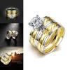 Stylish Gold Titanium Steel Ring For Couples Featuring Hidden Zircon Stone Design
