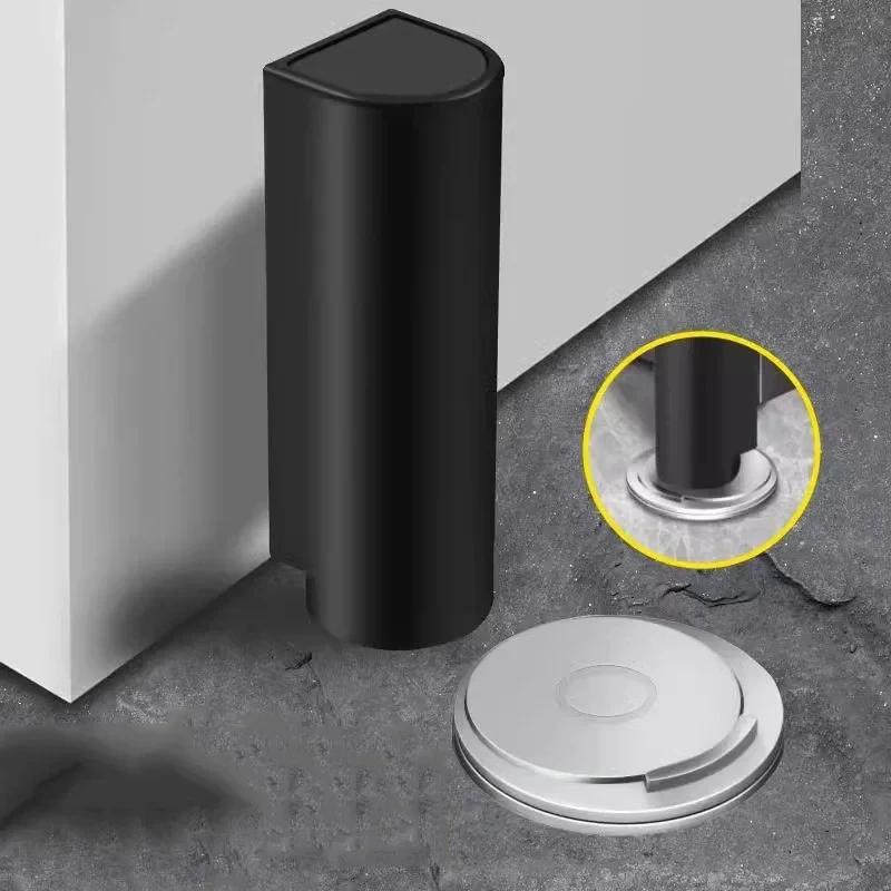 Magnetic Door Stopper Stainless Steel Heavy Duty Door Stop Black Nail-free Door Suction Door Holder Door Stop Hardware