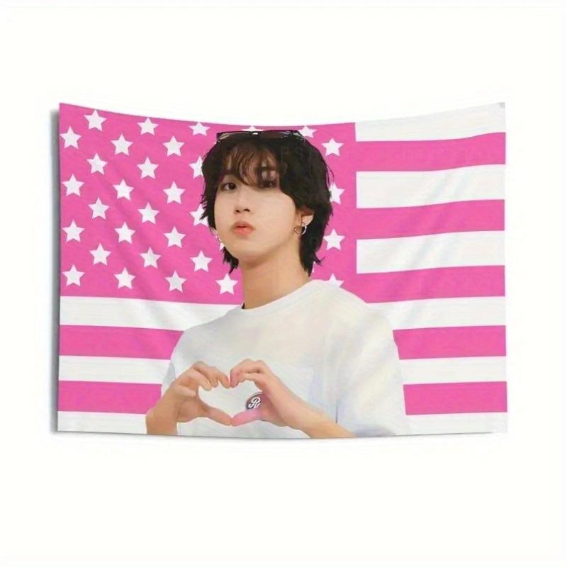 Pink National Flag Design Heart On the Fingertips Wall Art Creative Fan Gifts Unique Decorative Item