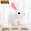 Plush Interactive White Rabbit Toy - Walking, Talking, Ear-Wiggling, Mouth-Moving Long-Haired Pet Simulation.