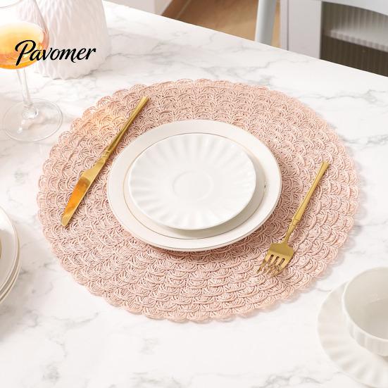 Heat Resistant Table Mats Round Insulated Placemat for Dining Table, Paper Place Mat, Waterproof Oil Proof Non Decorative Lace Slip Coaster