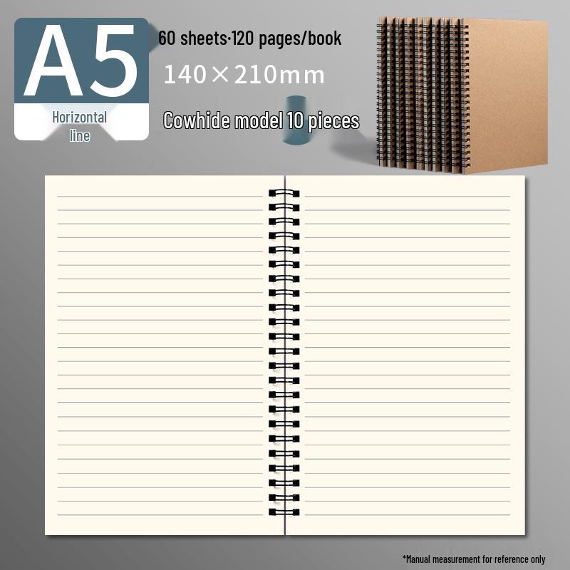 Minimalist Thickened Coil Notebook - B5/A5 Cowhide Softcover with Lined Pages