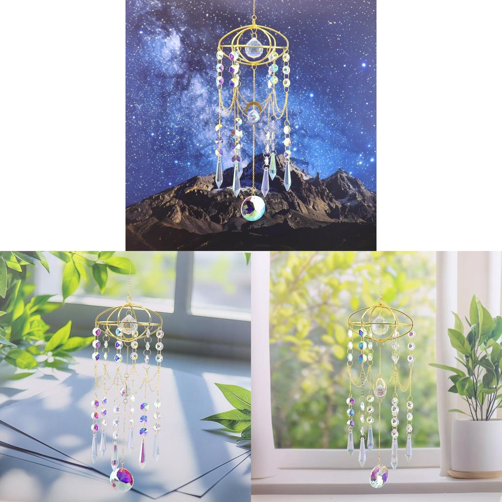 Natural Marbler Moon Crystal Wind Chime With Handcrafted Style For Home Decor