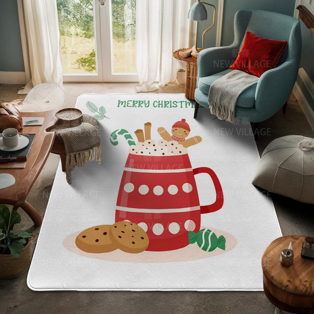 House Entrance Carpet Home Door Mat Living Room Bath Foot Bathroom Non-slip Water Absorption Rugs Bath Merry Christmas Winter