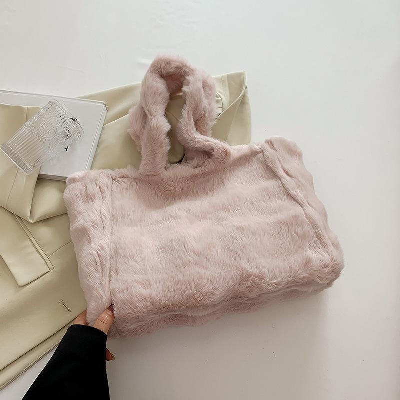 Autumn large-capacity plush bag new women's bag fashionable high-value shoulder bag tote bag for women