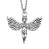 Angel Wing & Open Heart Pendant Necklace Romantic Gothic Statement Jewelry 45cm or 70cm Long Chain