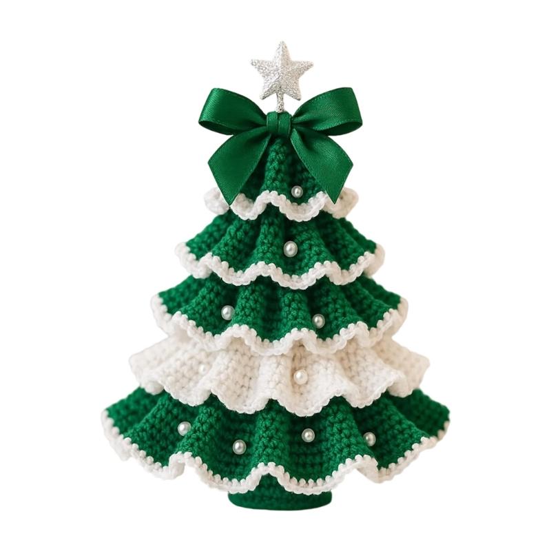 

Crochet Christmas Bows Kits Hanging Decoration Easy Install For Home Party Festival Atmospheres Knitted Holiday Accent