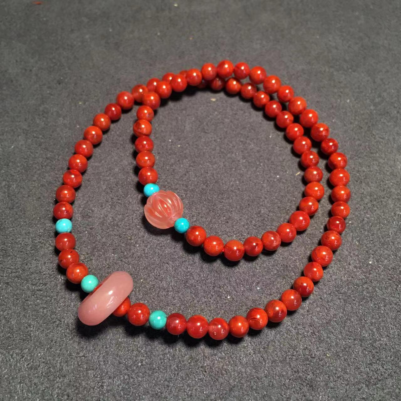 South Red Sichuan Ice Flower Bead Chain, 3+mm Red Millet Beads, Semi-Finished, 40cm Long