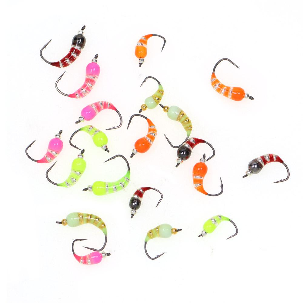 5 Stück #6 #8 #10 #12 Eisangeln Epoxidnymphe Messingperlenkopf Schnell sinkend Scud Bug Wurm Fliege für Forellen Panfish Angelköder