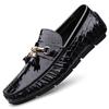 Men's Embossed Cowhide Moccasins - Slip-On Casual Leather Driving Loafers 