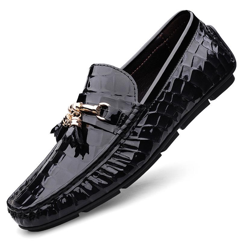 Men's Embossed Cowhide Moccasins - Slip-On Casual Leather Driving Loafers 
