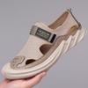 Men's Rubber Sandals Summer Outdoor Beach Casual Toe Hole Shoes Breathable Platform Wedge-shaped Thick Soled Round Toe Sandals