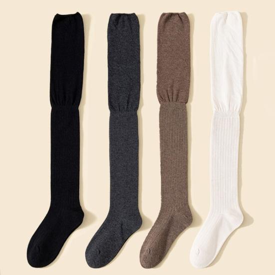 Women Slouchy Over-the-knee Socks Soft Cotton Stretch Thigh High Socks Ribbed Scrunch Tall Boot Socks for Girls