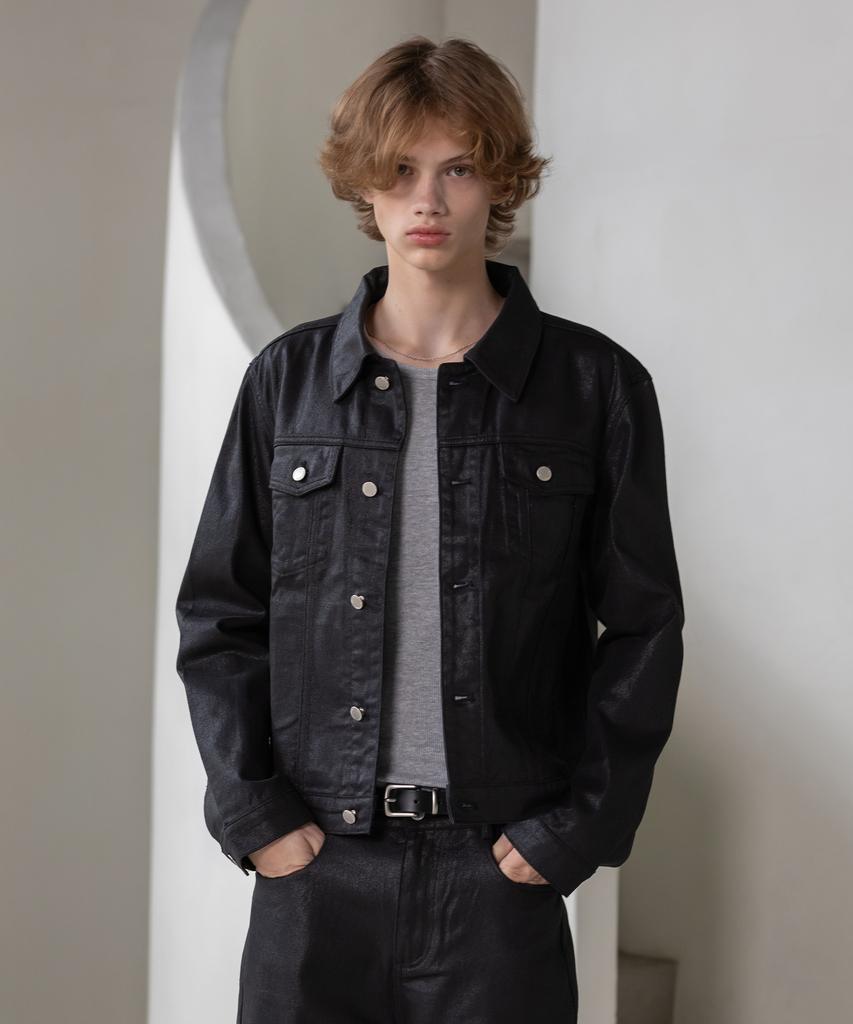 Decoroso Knox Denim Trucker Jacket [Coated Black]