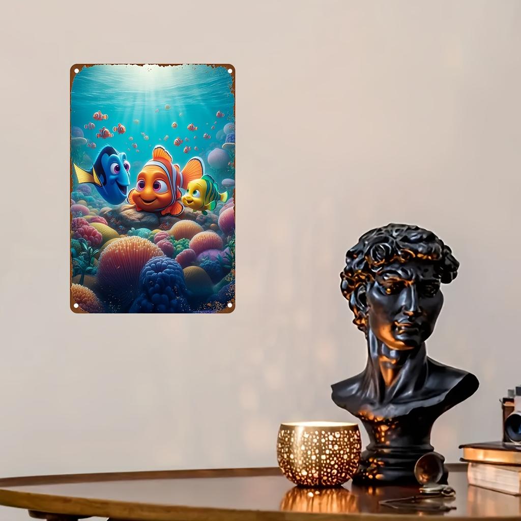 Miniso Disney Animation World Tin Sign Decor Wall Decor Art Wall Mural Room Decoration Decor Retro Metal Sign Plate Bar Posters