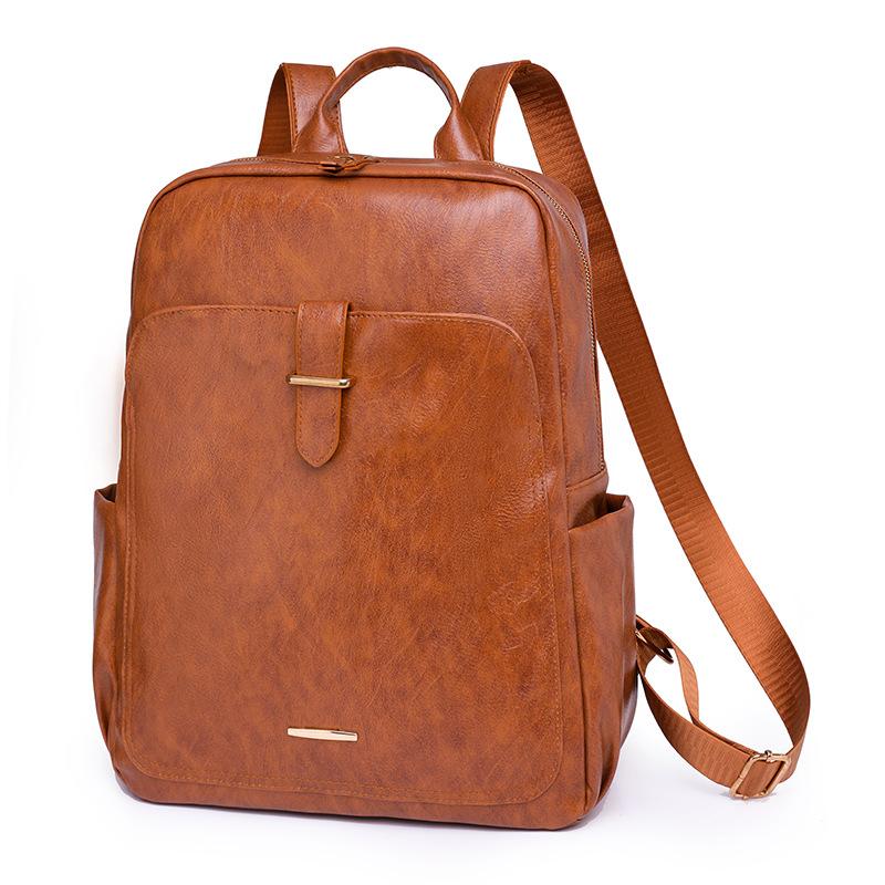 PU Leder Laptop Rucksack für Damen Passend für 15 Zoll Computer Rucksack College Freizeit Tagesrucksack Arbeits-Reisetasche