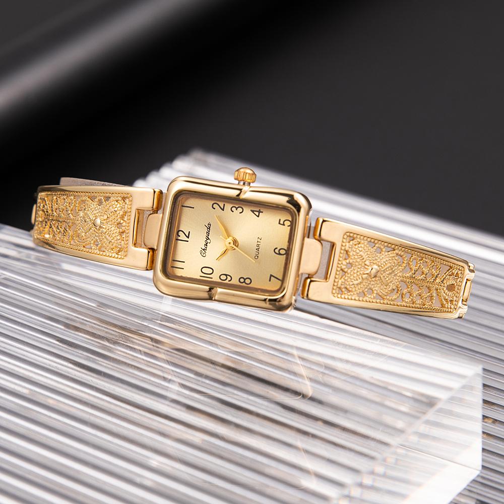 New Top Brand Luxury Silver Gold Watch for Women Thin Metal Bracelet Small Square Dial Dress Lady Quartz Watches Gifts for Women