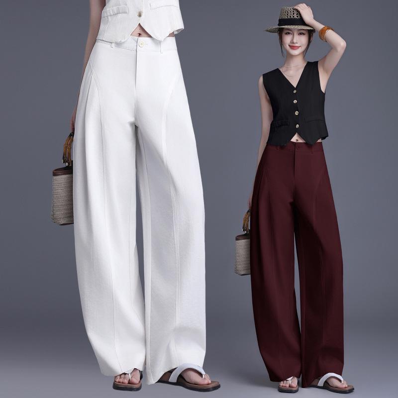Spring New Arrival High-Waisted Wide-Leg Drapey Slimming Pants - Floor-Length Casual Straight-Leg Trousers