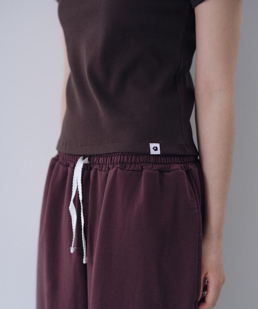 Ohesio Basic Slim Ribbed T-Shirt, Brown