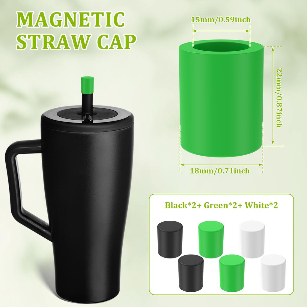 6Pcs Magnetic Straw Cap Silicone Enclosed Magnet Design Straw Cover Protector Compatible with BrüMate All Era and Resa Bottle