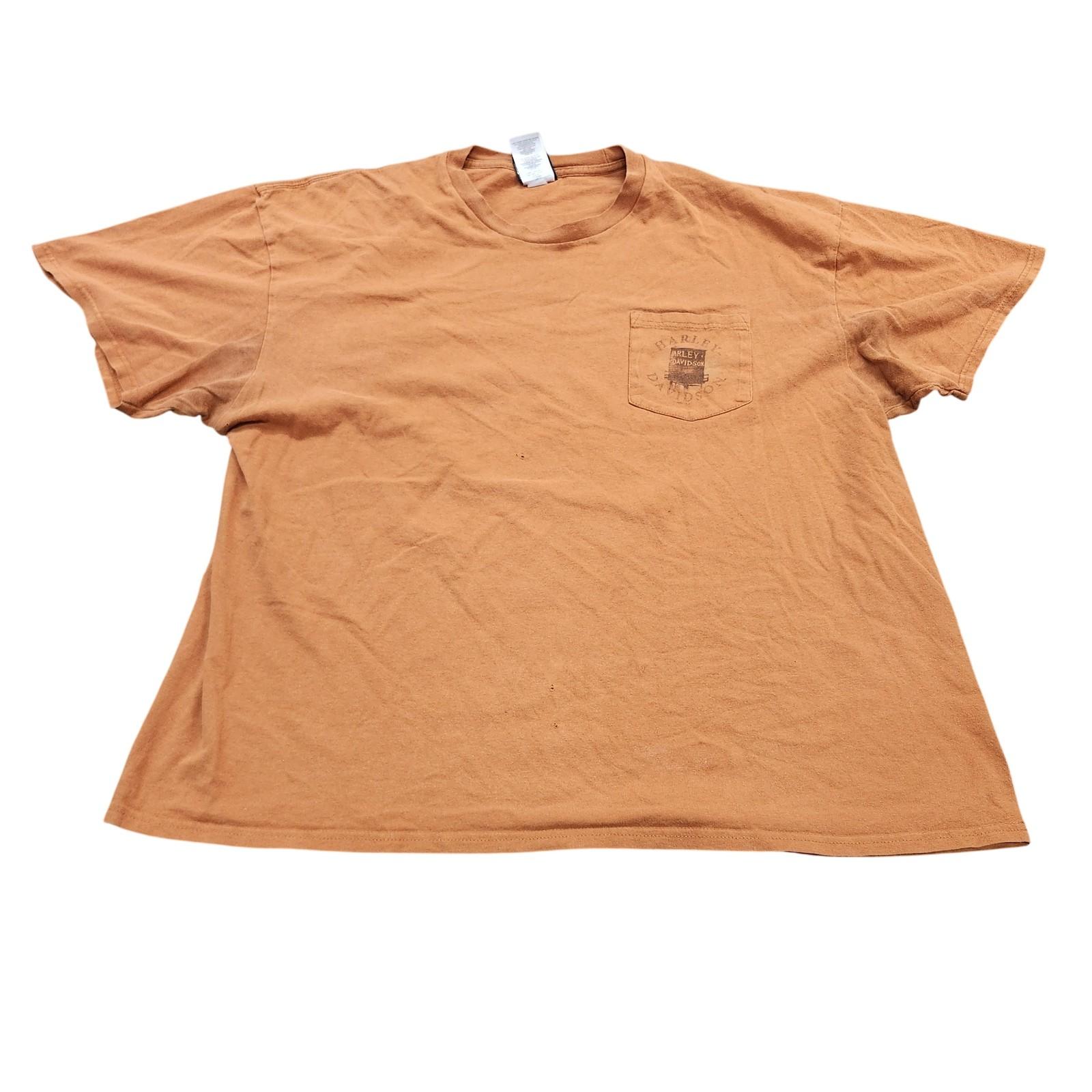 Harley-Davidson Shirt Mens 2XL Orange San Jacinto Pasadena TX Graphic Tee Biker Unisex T-Shirt L